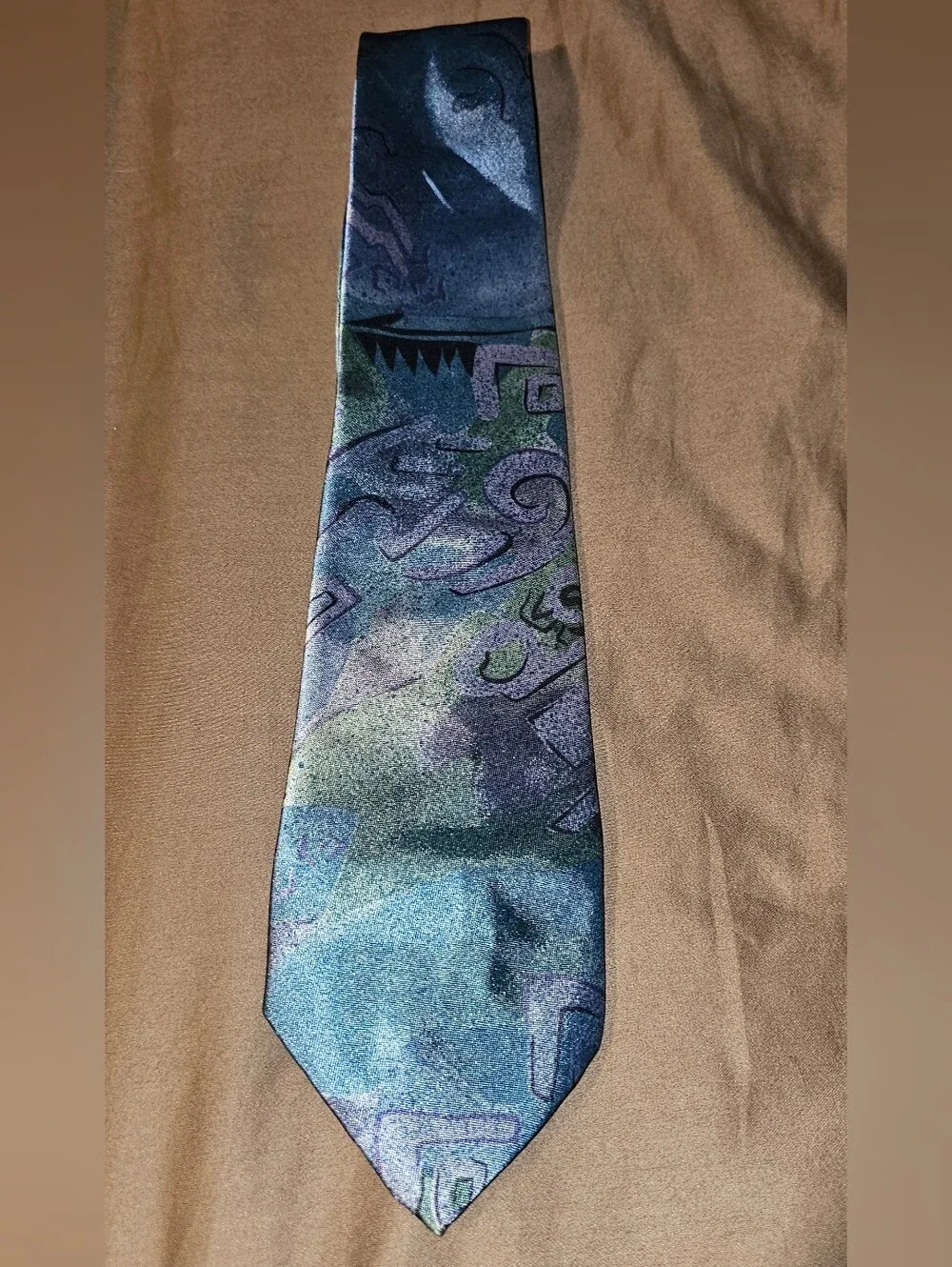 Ketch Abstract Multi-Tone Blue and Green Men's Dress Tie